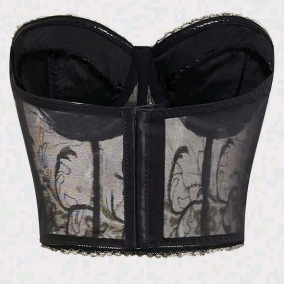 Elegant Black and Gold Embroidered Bustier - Picture 2 of 5